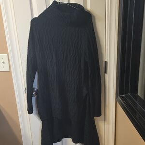 Elegant Black Cable Knit Long Sleeve Dress